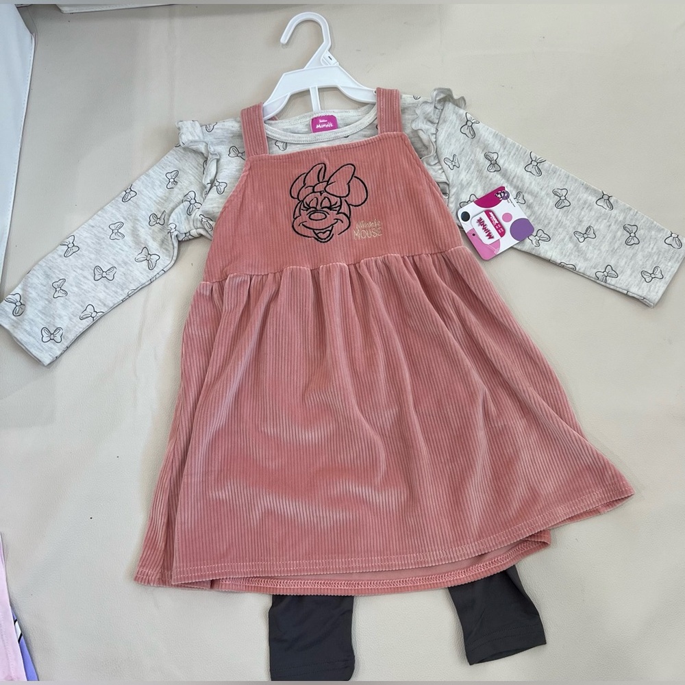 Minnie Mouse Corduroy Dress with Gray Top and Black Leggings